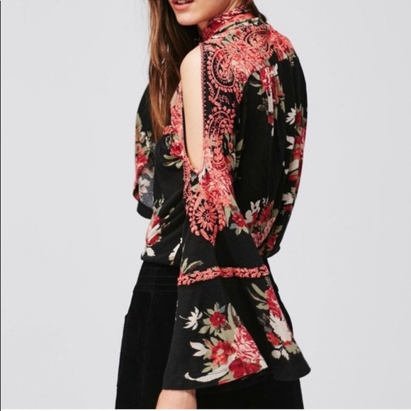 FP Floral Embroidered Cold Shoulder Bainbridge Top - Picture 2 of 8